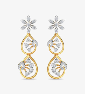 Diamond Trinity Earring Dangler Rose Gold