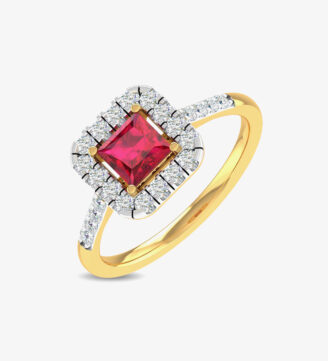 Featured New Cushion Ruby Gold Ring With Diamond