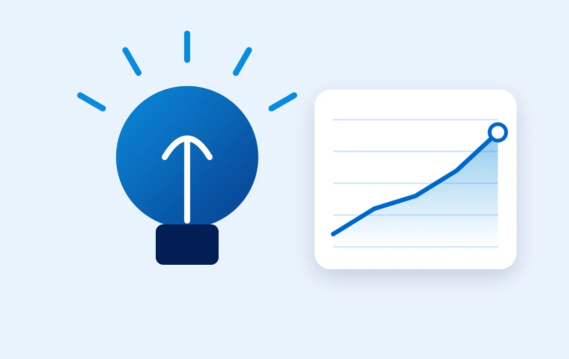 Lightbulb and growth chart