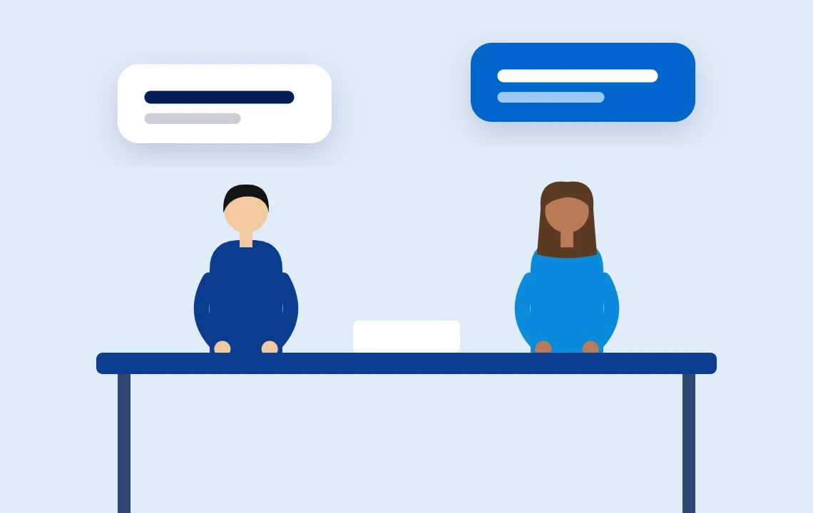 Two people discussing finances